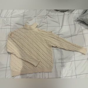 Zara cream cable off-shoulder sweater M